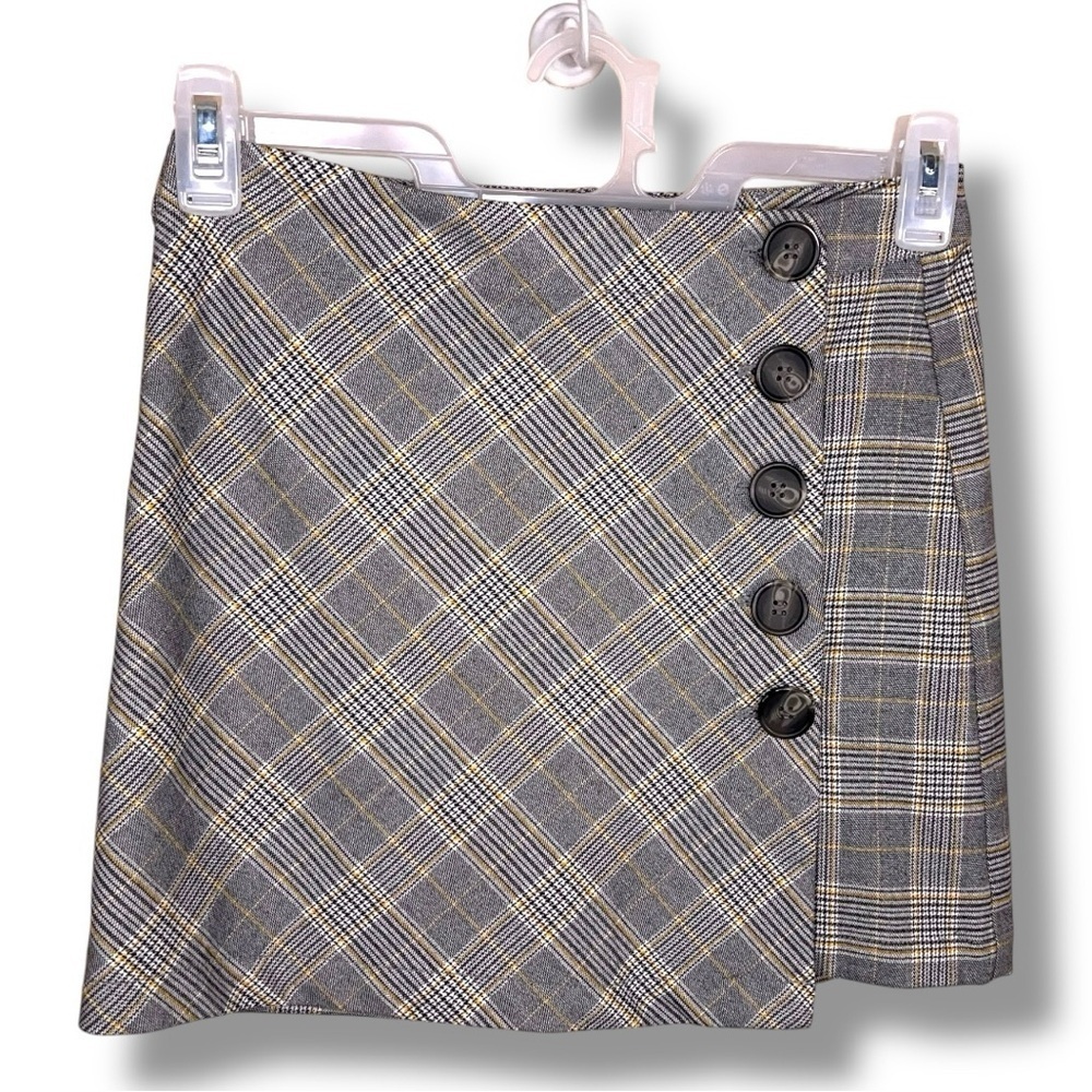 Size 3 Y2K Era Anti Blue Plaid Mini Skirt Academia Preppy Grey Black Classic